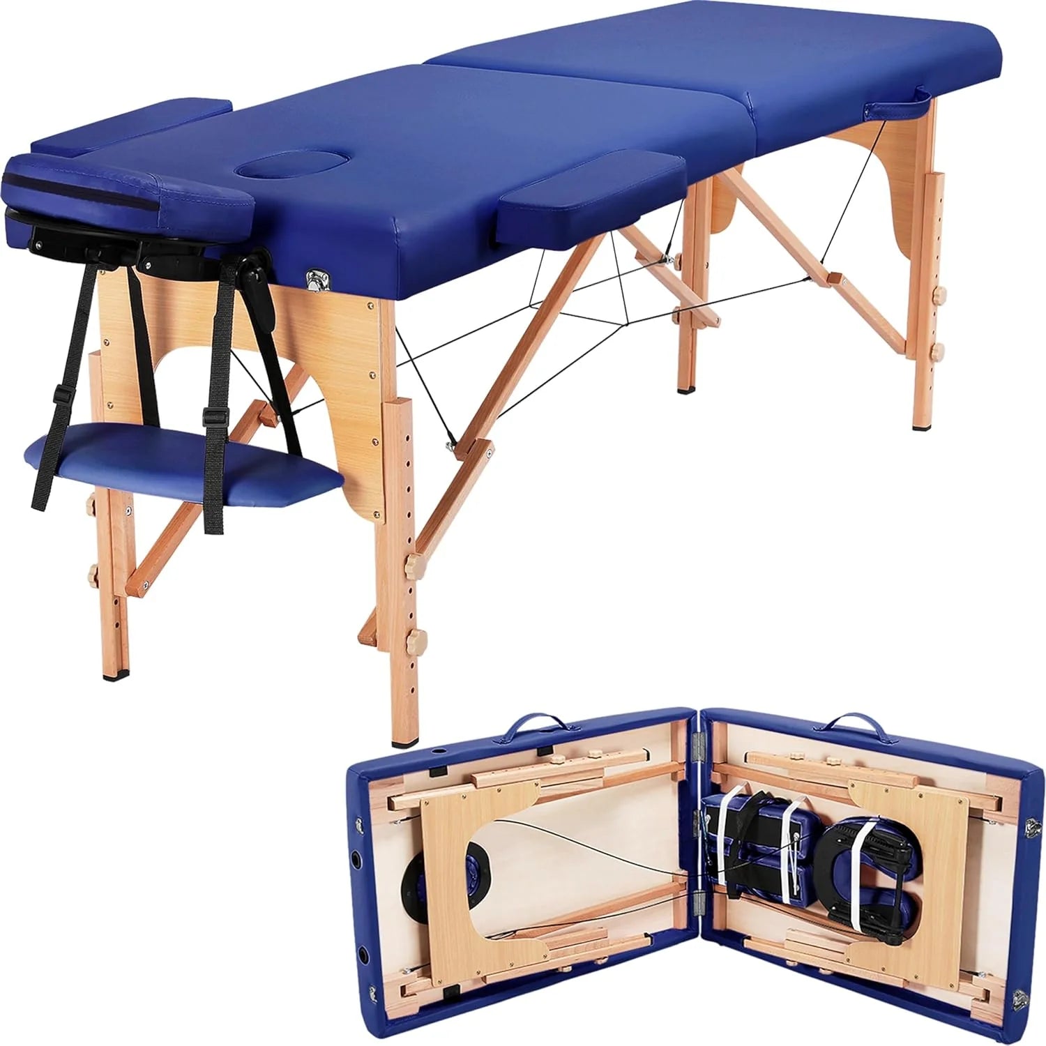 Yaheetech Massage Table Portable Lash Beds Spa Bed Massage Couch Foldable Spa Tables Adjustable 2 Fold with Non-Woven Bag 24 inch, Black